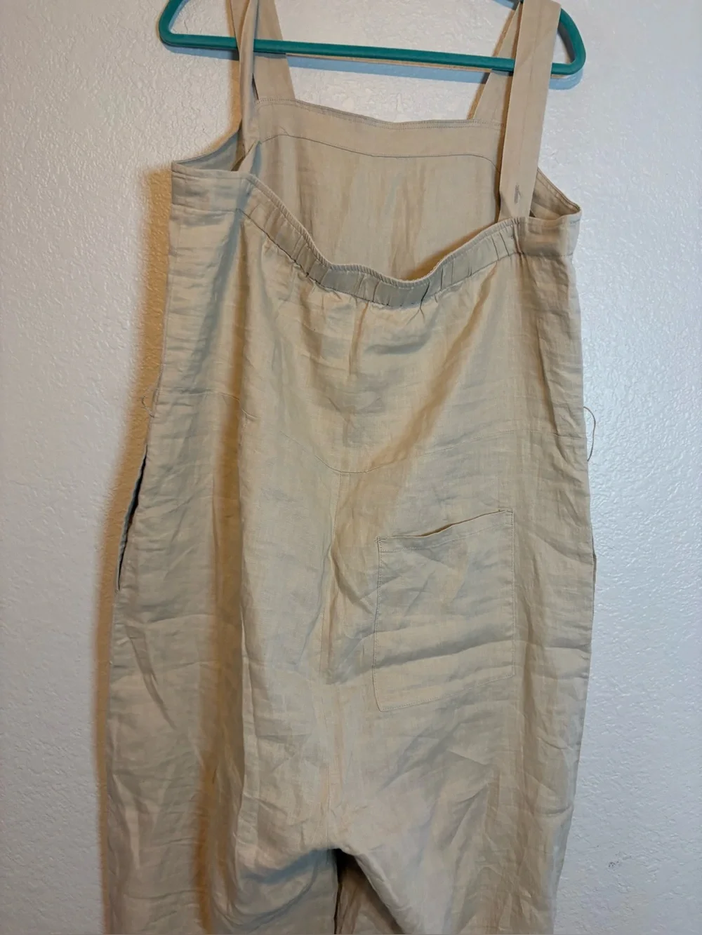 Quince 100% European Linen Square Neck Jumpsuit Neutral Tan